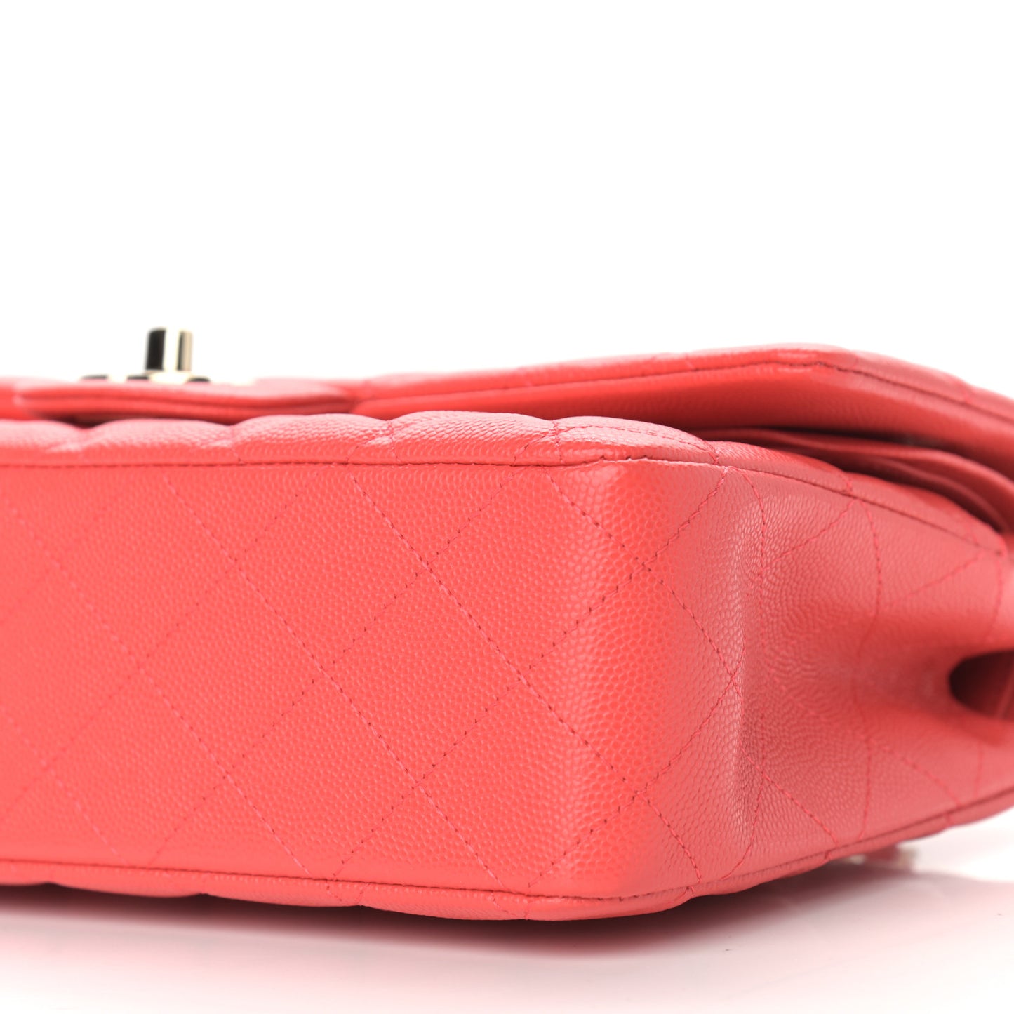 Caviar Quilted Medium Double Flap Red