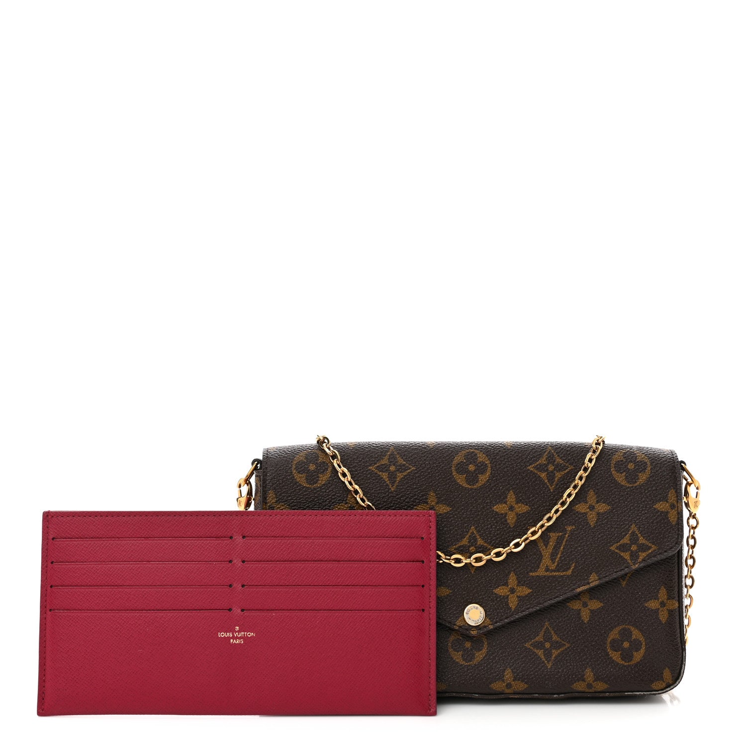 Louis Vuitton Monogram Pochette Felicie Chain Wallet Fuchsia 1 of 16