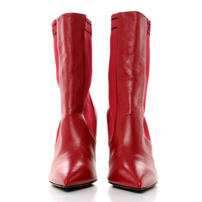 Fendi Vitello Lucido Stretch Fabric Logo Rockoko 105mm Sock Boots 41 Fragola Black 2 of 8