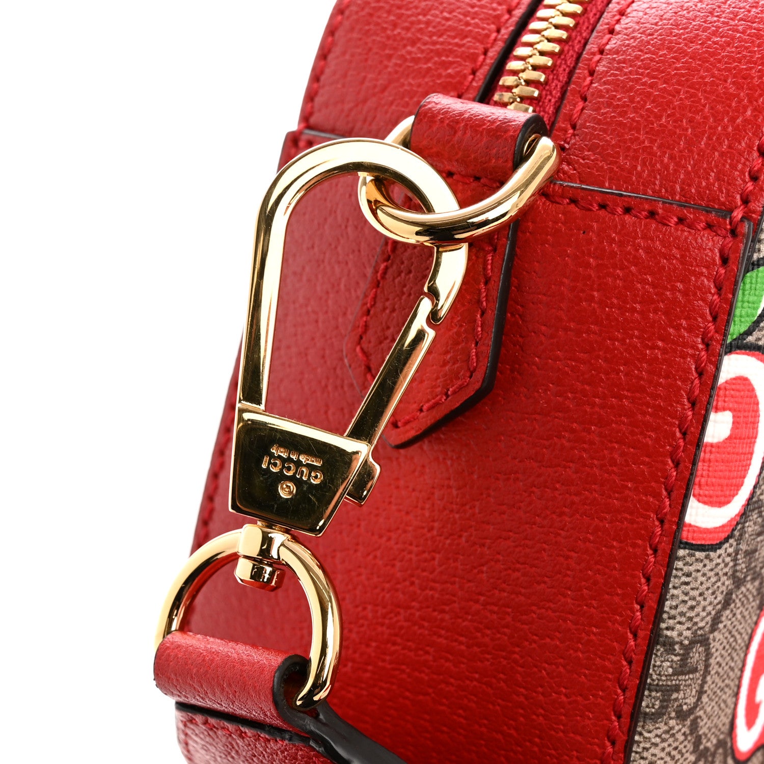 Gucci GG Supreme Monogram Apple Small Retro Interlocking G Shoulder Bag Beige Multicolor Lobster Red 11 of 12