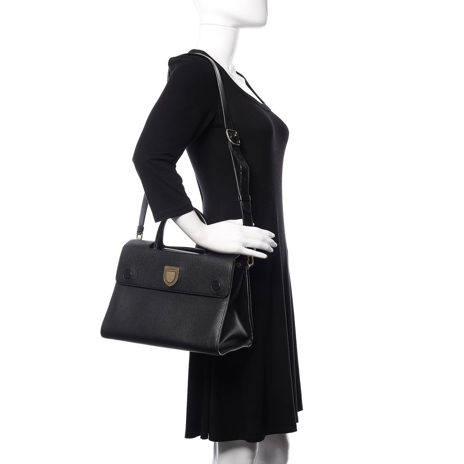 Christian Dior Grained Calfskin Medium Diorever Flap Black 2 of 13