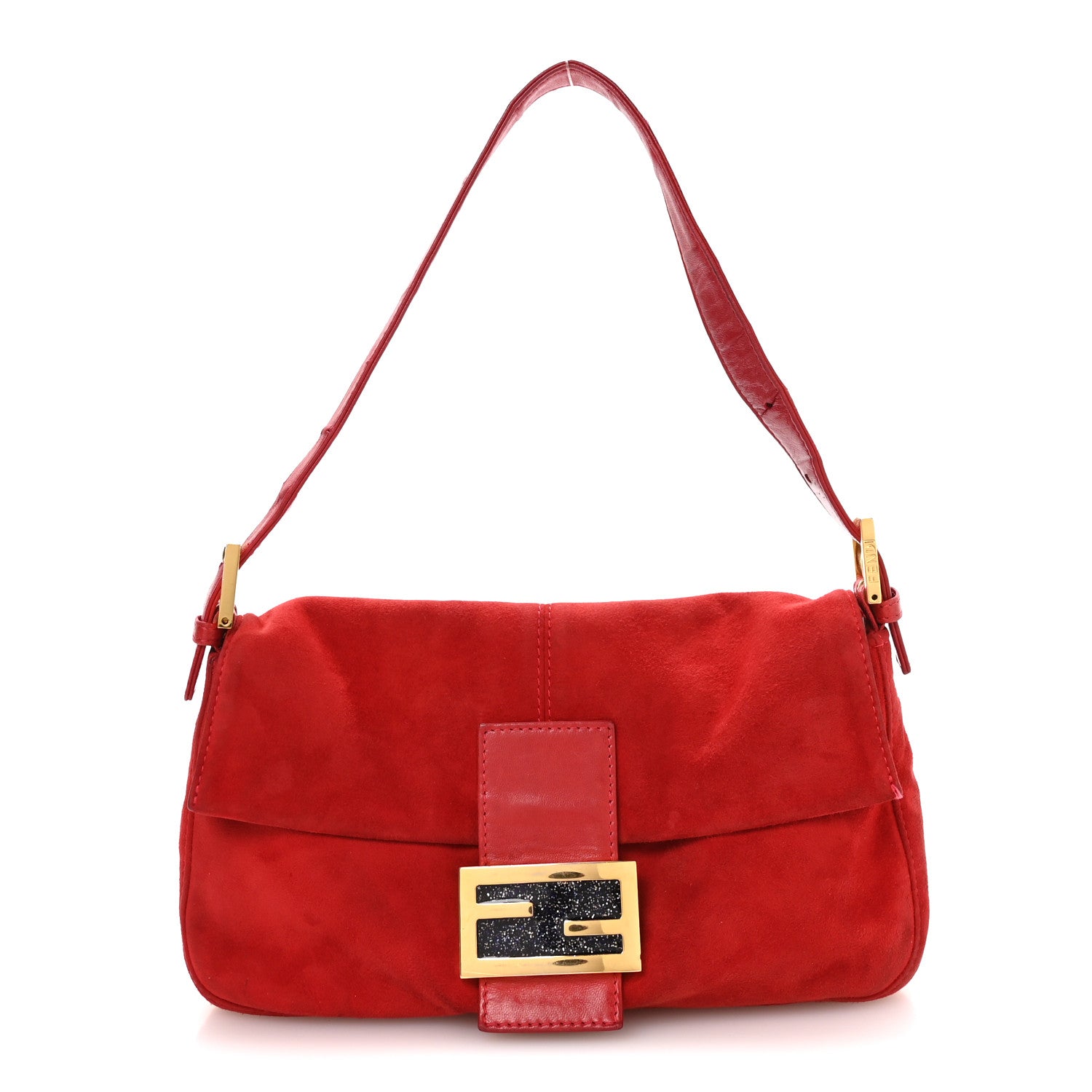 Fendi Suede Baguette Red 1 of 10
