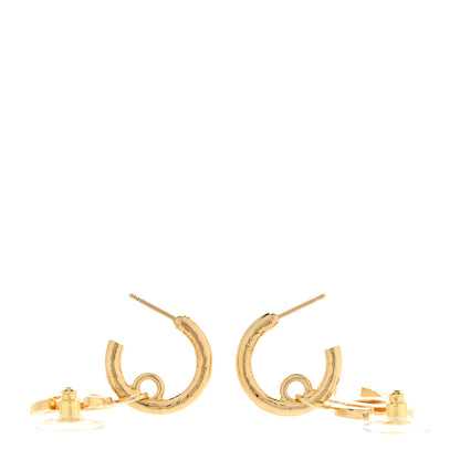 Chanel Quilted CC Logo Hoop Earrings Gold 3 of 4