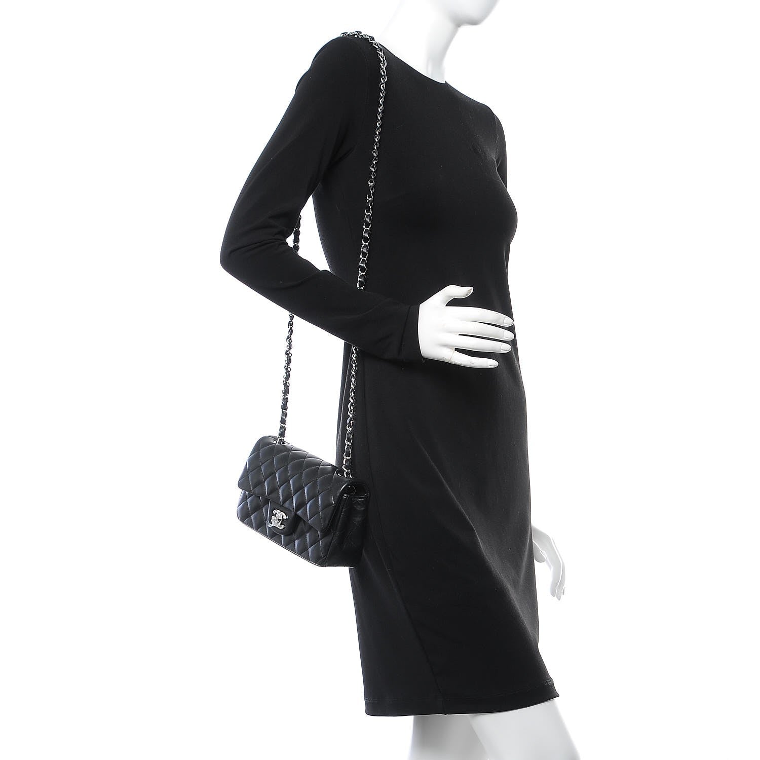 Chanel Lambskin Quilted Mini Rectangular Flap Black 2 of 9