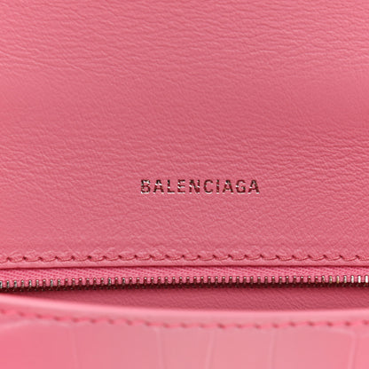 Balenciaga Calfskin Crocodile Embossed Degrade Small Hourglass Top Handle Bag Sweet Pink 8 of 14