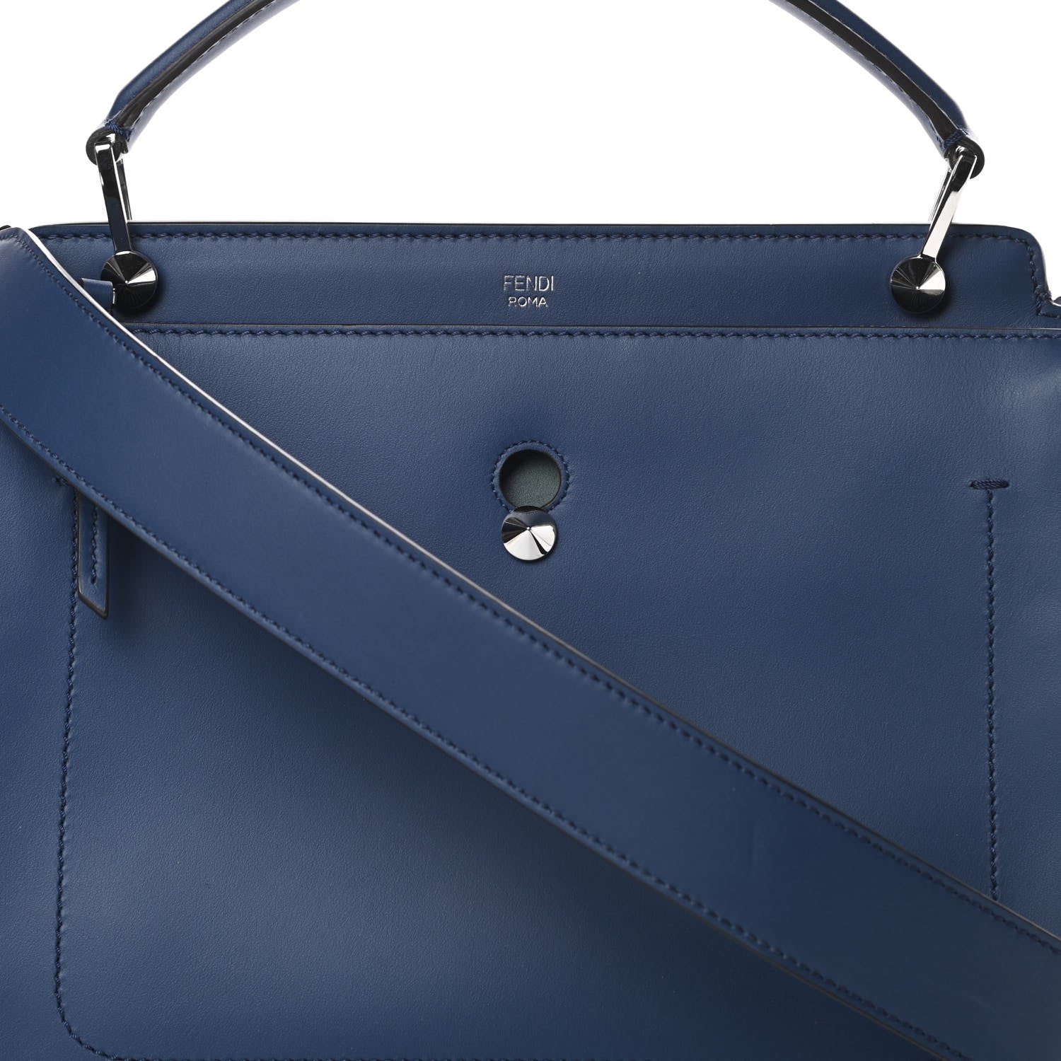 Fendi Vitello Baltico Dolce DotCom Satchel Blue Malachite 9 of 13