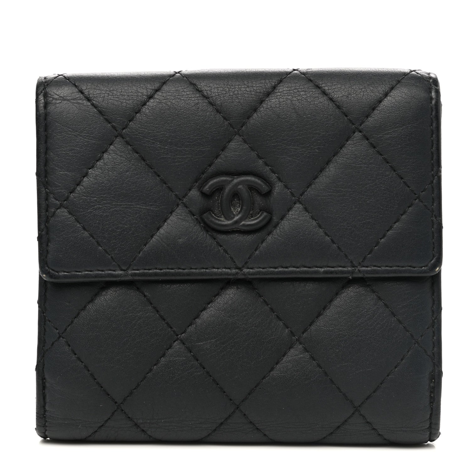 Chanel Lambskin Quilted Compact Flap Wallet Black 1 of 10
