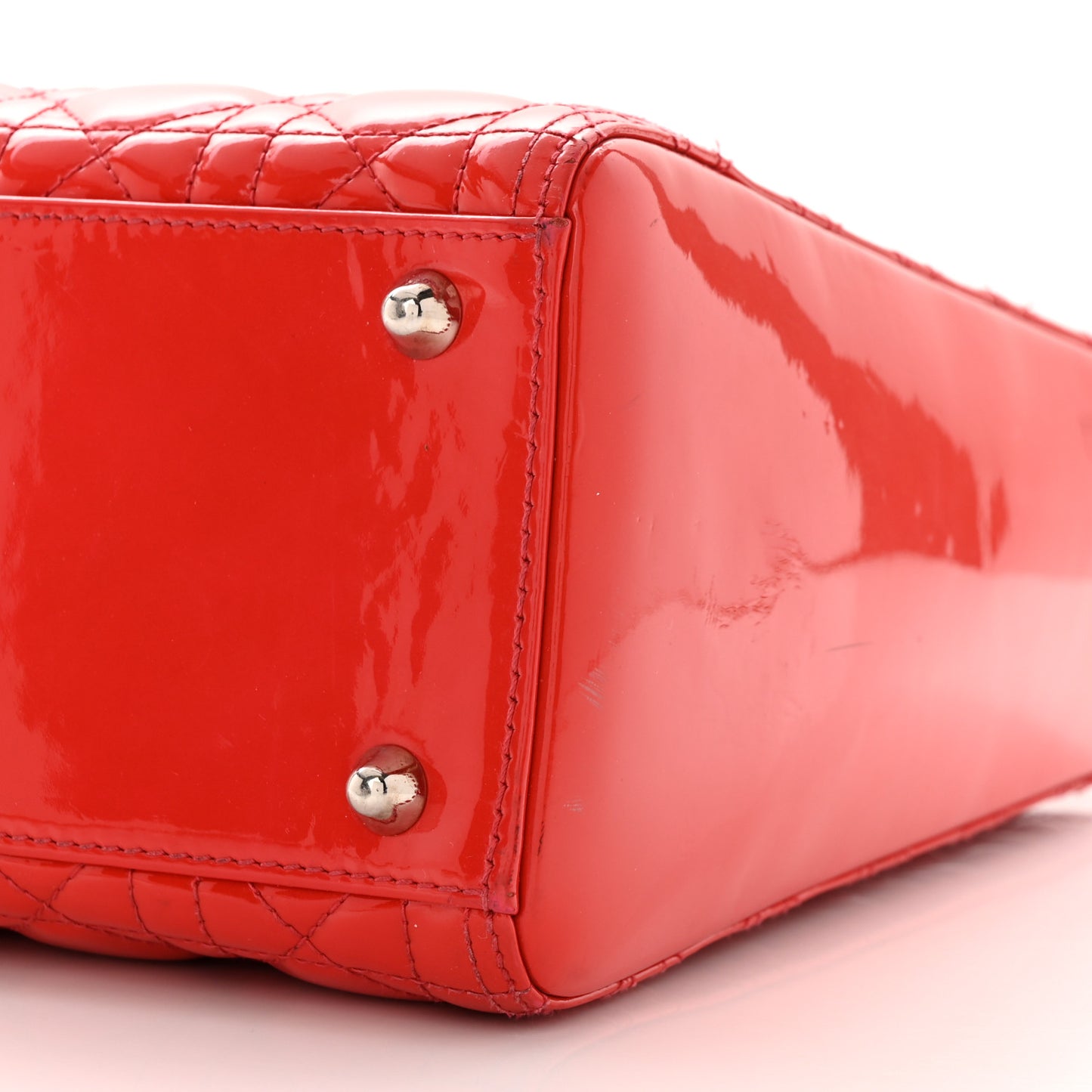 Patent Cannage Large Lady Dior Red