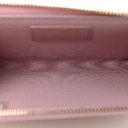 Chanel Lambskin Quilted Pearl Crystal CC Zip Around Card Holder Pink 5 of 10
