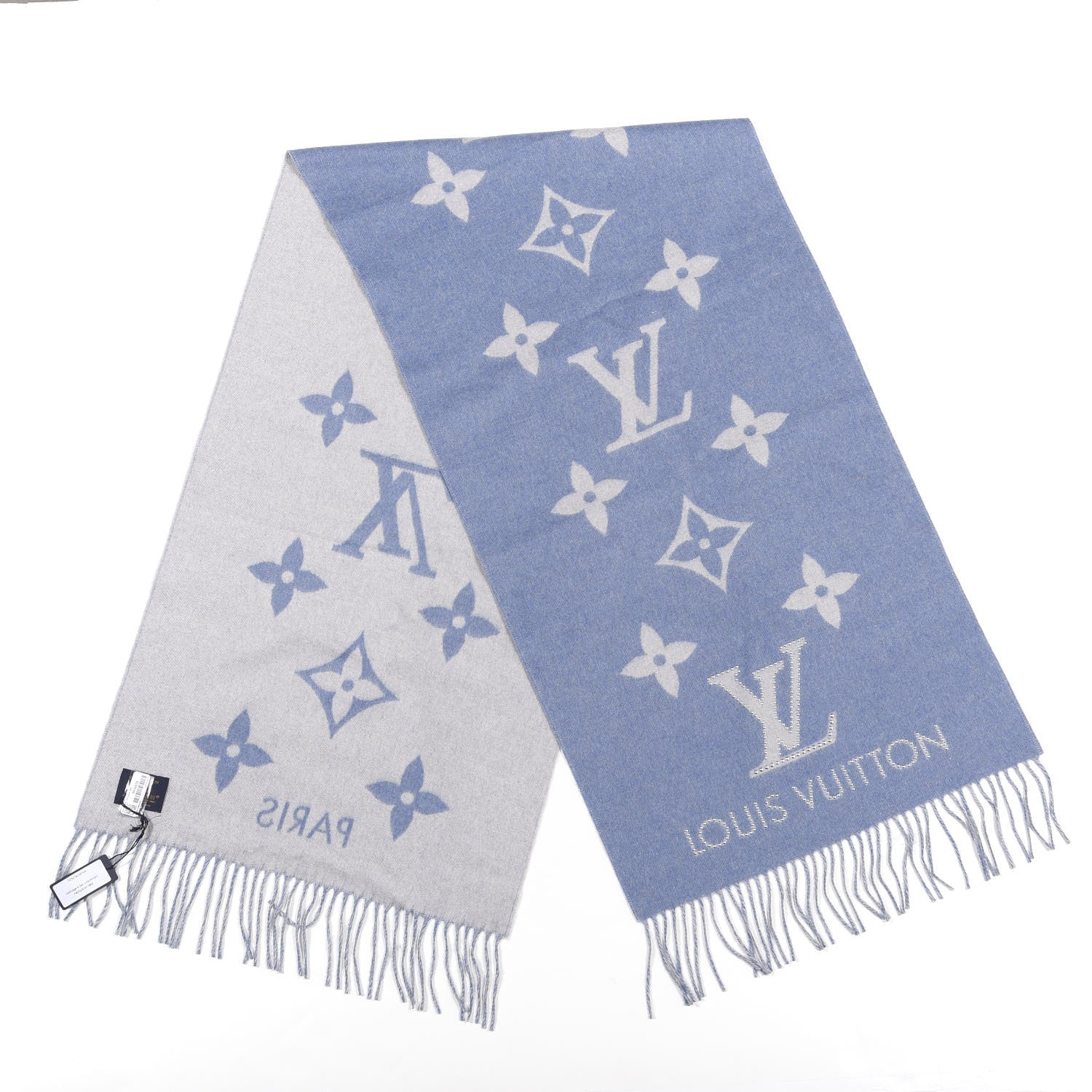 Louis Vuitton Cashmere Monogram Studdy Reykjavik Scarf Denim 1 of 3