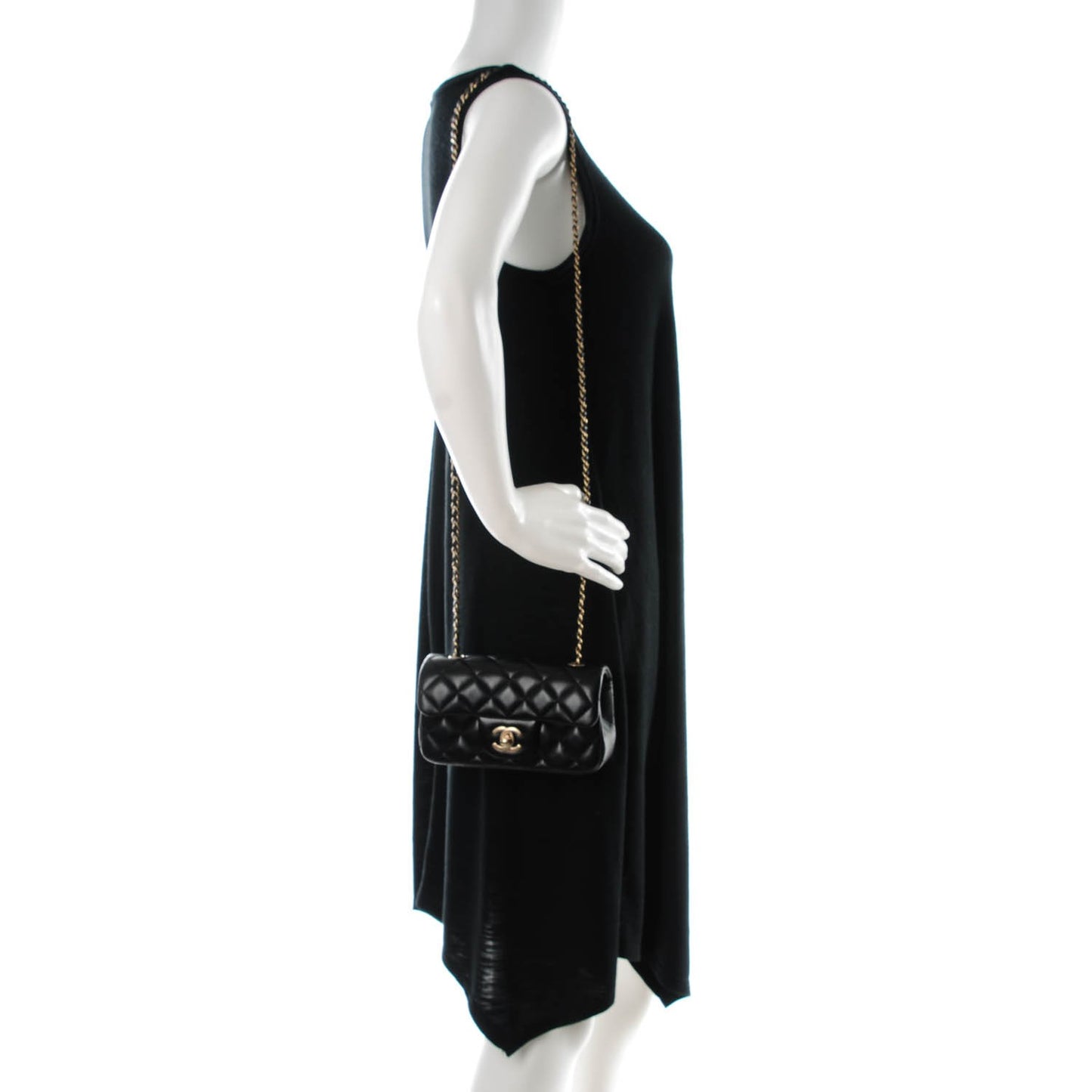 Lambskin Quilted Extra Mini Flap Black