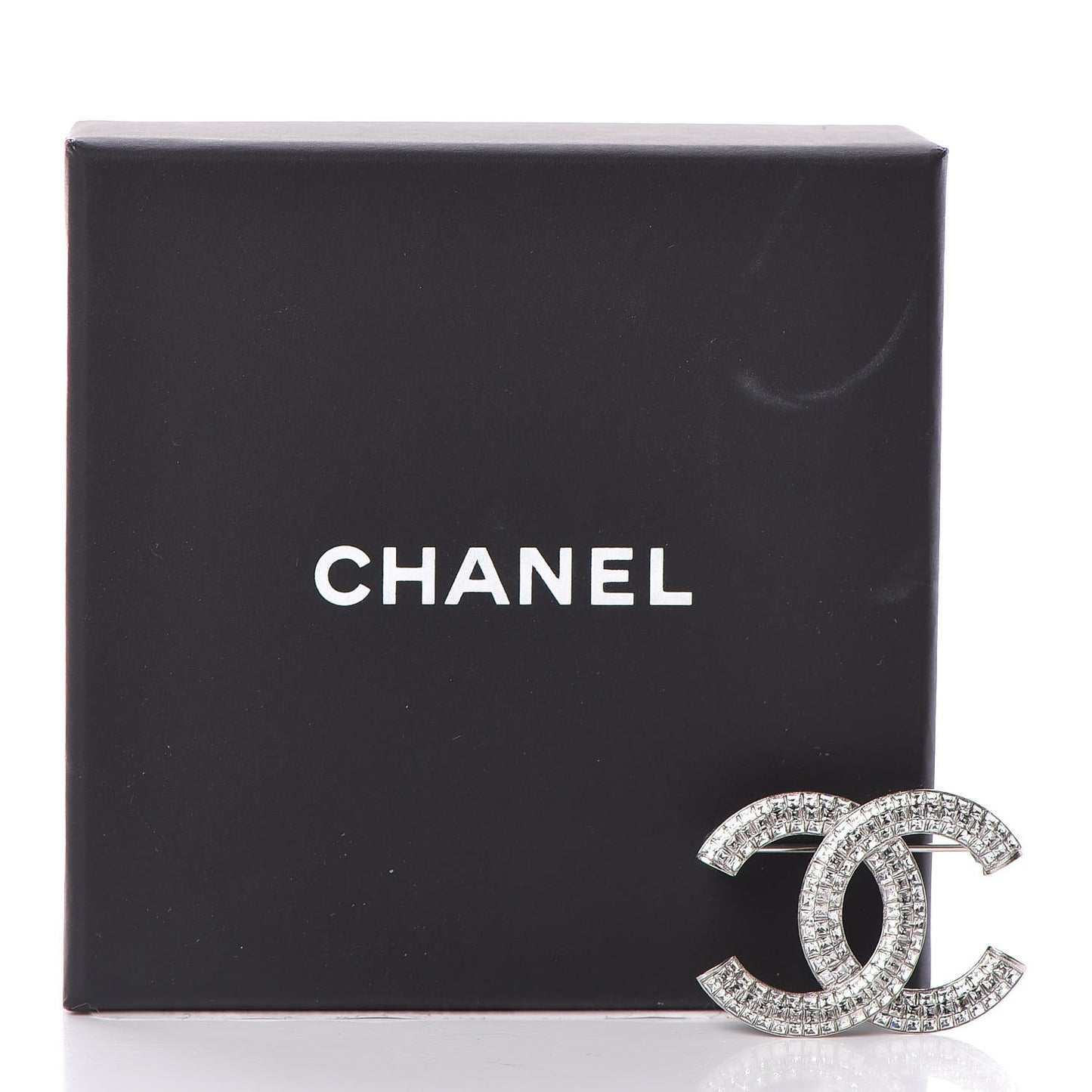 Baguette Crystal CC Brooch Silver
