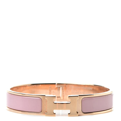 Hermes Enamel Narrow Clic Clac H Bracelet GM Rose Nacarat 1 of 6