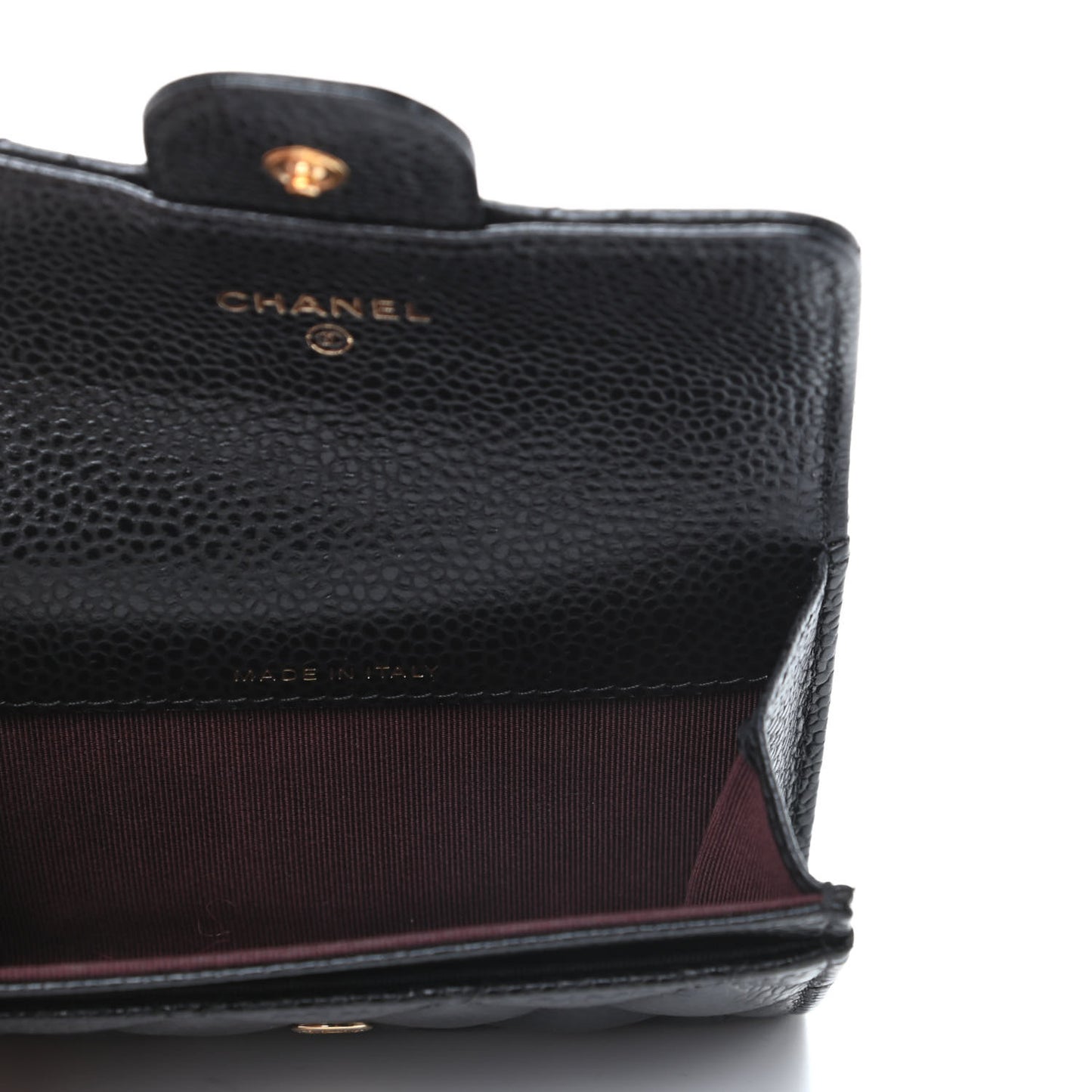 Caviar Quilted Flap Card Holder Wallet Black