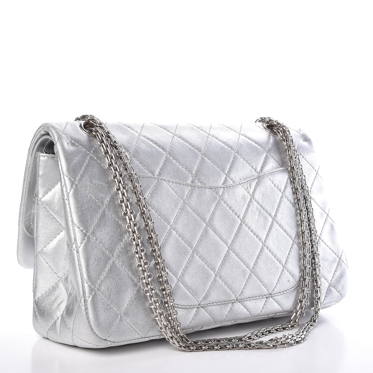 Metallic Lambskin Quilted 2.55 Reissue 227 Flap Silver