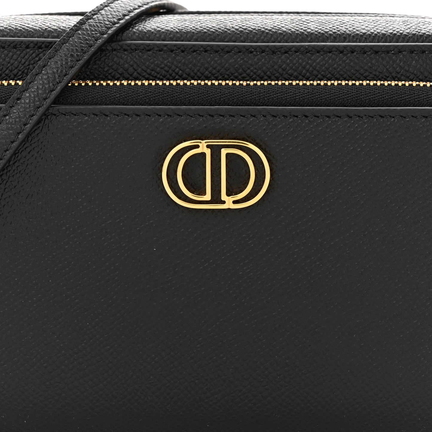 Grained Calfskin Caro Double Pouch Black