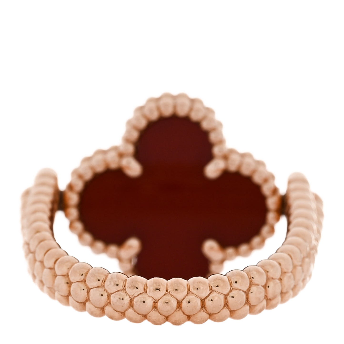 18K Rose Gold Diamond Carnelian Reversible Guilloche Vintage Alhambra Ring 47 4