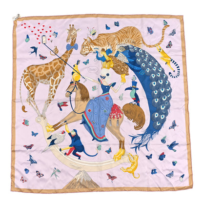Hermes Silk Story Scarf 90 Rose Nacre Bleu Beige 1 of 3