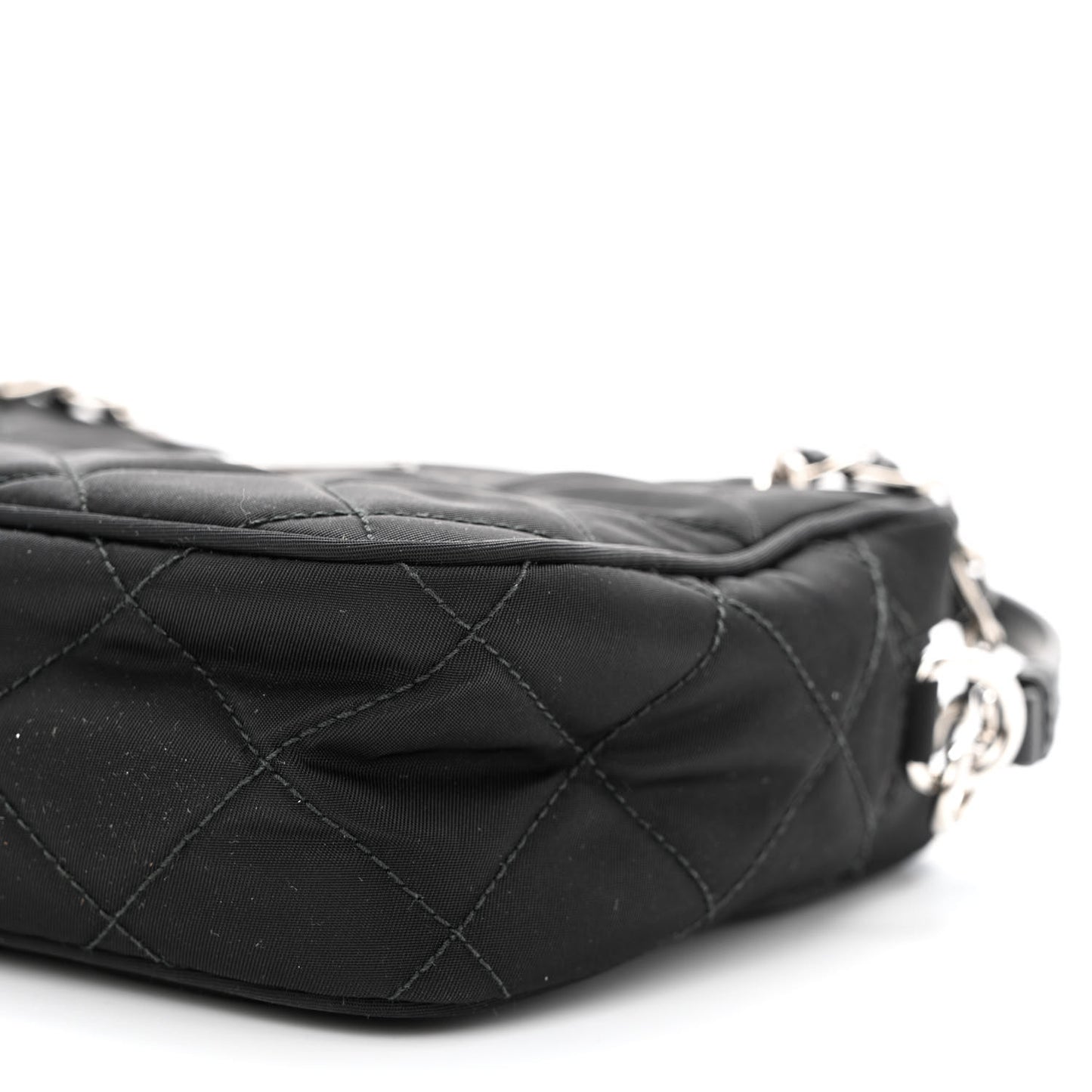 Nylon Tessuto Impuntu Quilted Bandoliera Crossbody Bag Black