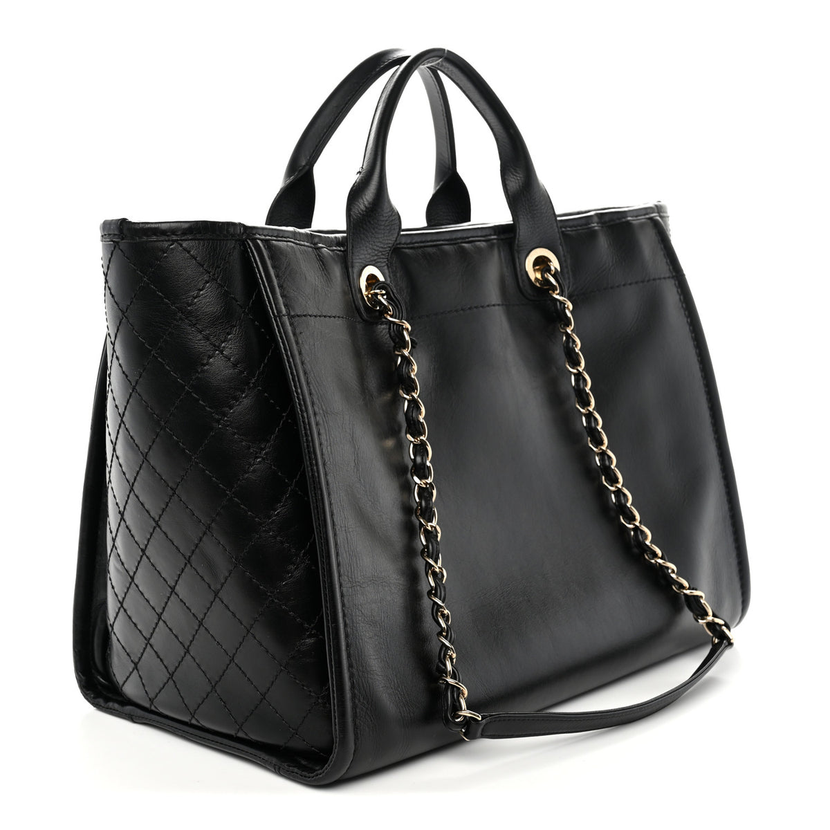 Calfskin Tweed Medium Deauville Tote Black Multicolor