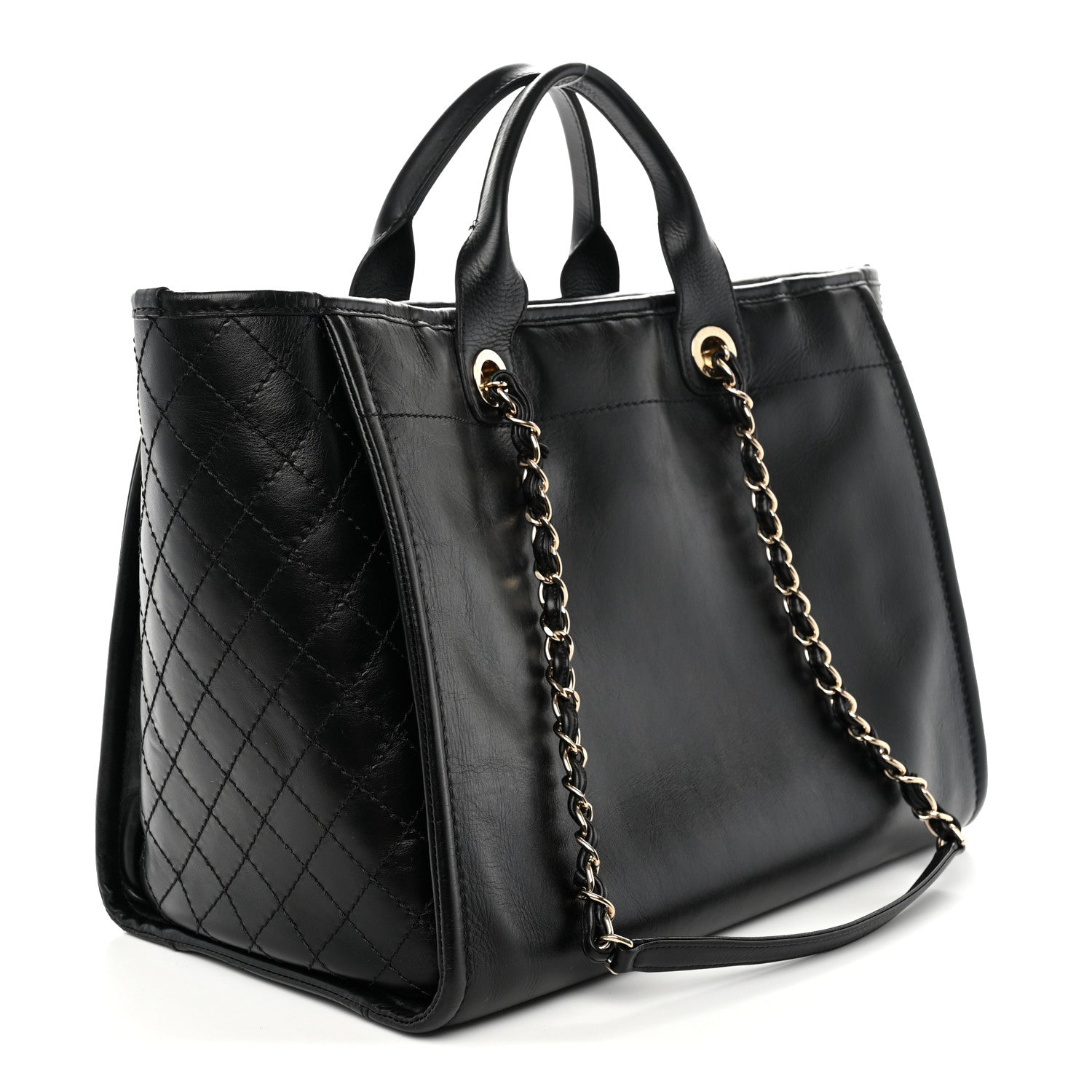 Chanel Calfskin Tweed Medium Deauville Tote Black Multicolor 4 of 13