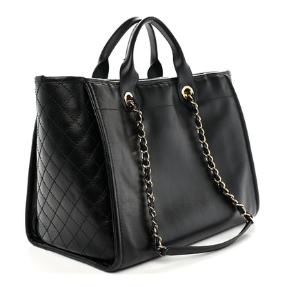Chanel Calfskin Tweed Medium Deauville Tote Black Multicolor 4 of 13