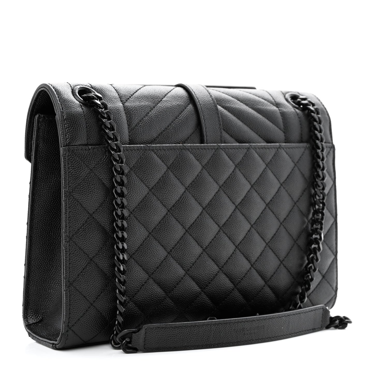 Grain De Poudre Textured Mixed Matelasse Triquilt Medium Monogram Monochrome Satchel Black