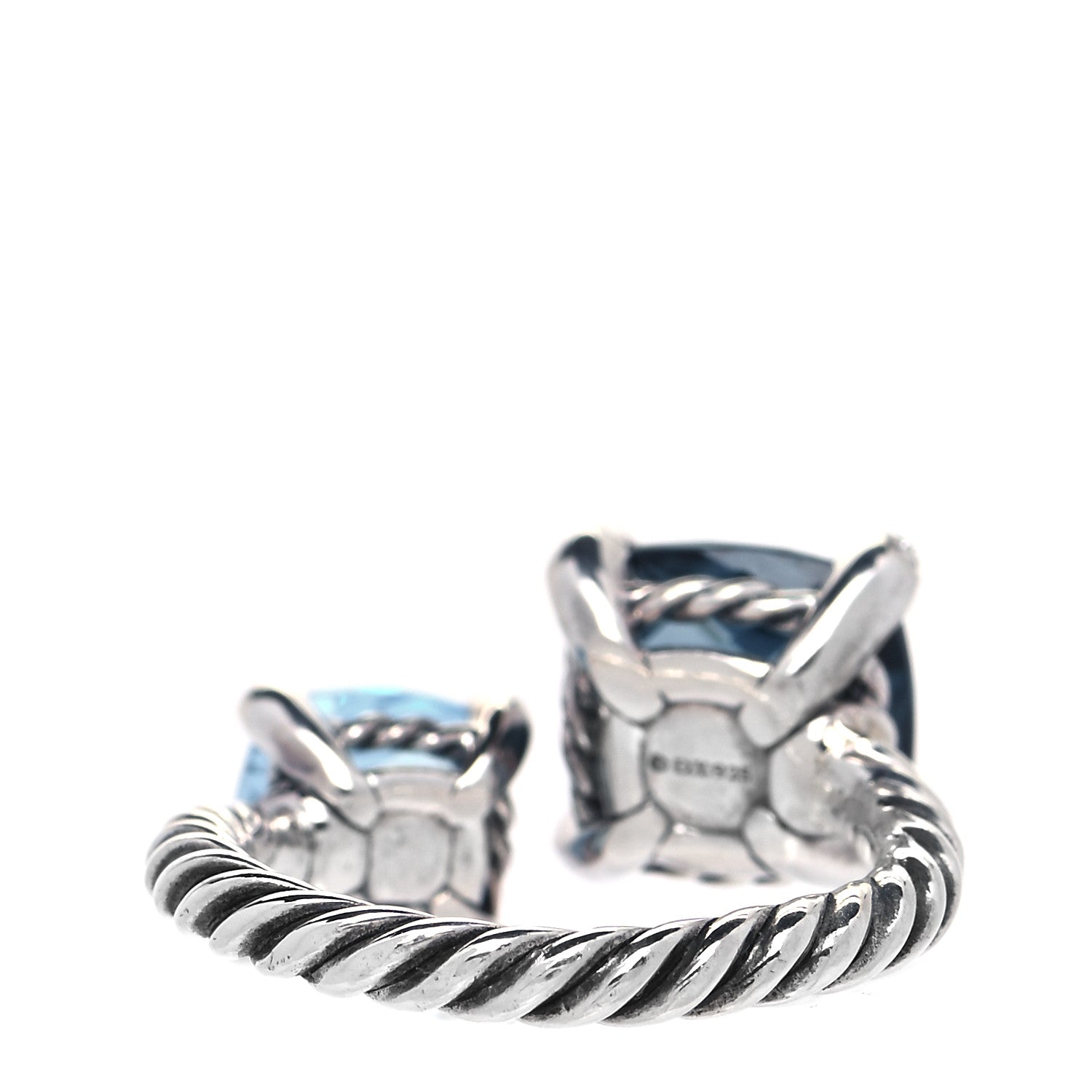 David Yurman Sterling Silver Diamond Hampton Blue Topaz Chatelaine Bypass Ring 47 4 2 of 5