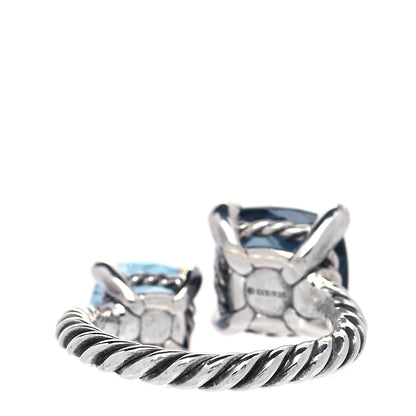 David Yurman Sterling Silver Diamond Hampton Blue Topaz Chatelaine Bypass Ring 47 4 2 of 5