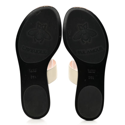 Gucci Calfskin GG Marmont Thong Sandals 36.5 Mystic White 4 of 11