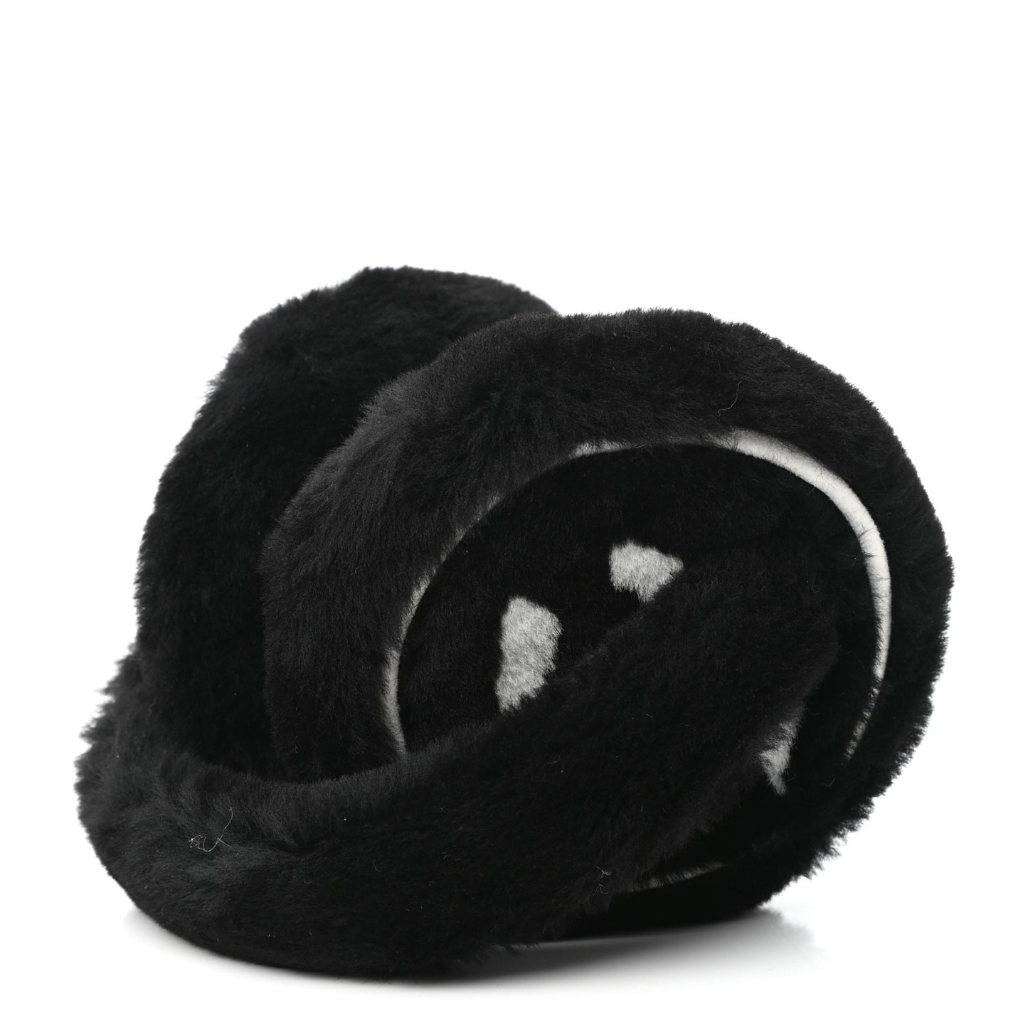 Shearling CC Ear Muffs Black White