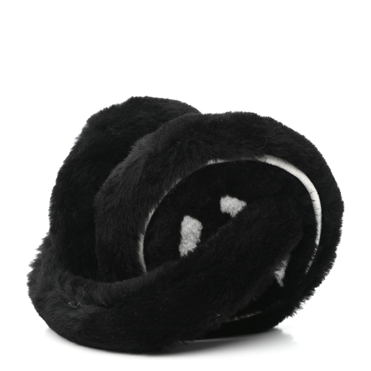 Chanel Shearling CC Ear Muffs Black White 6 of 6