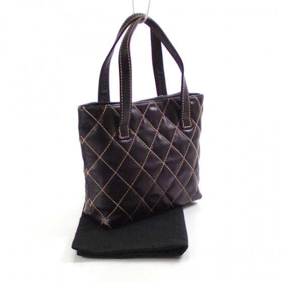 Leathter Quilted Surpique Tote Black