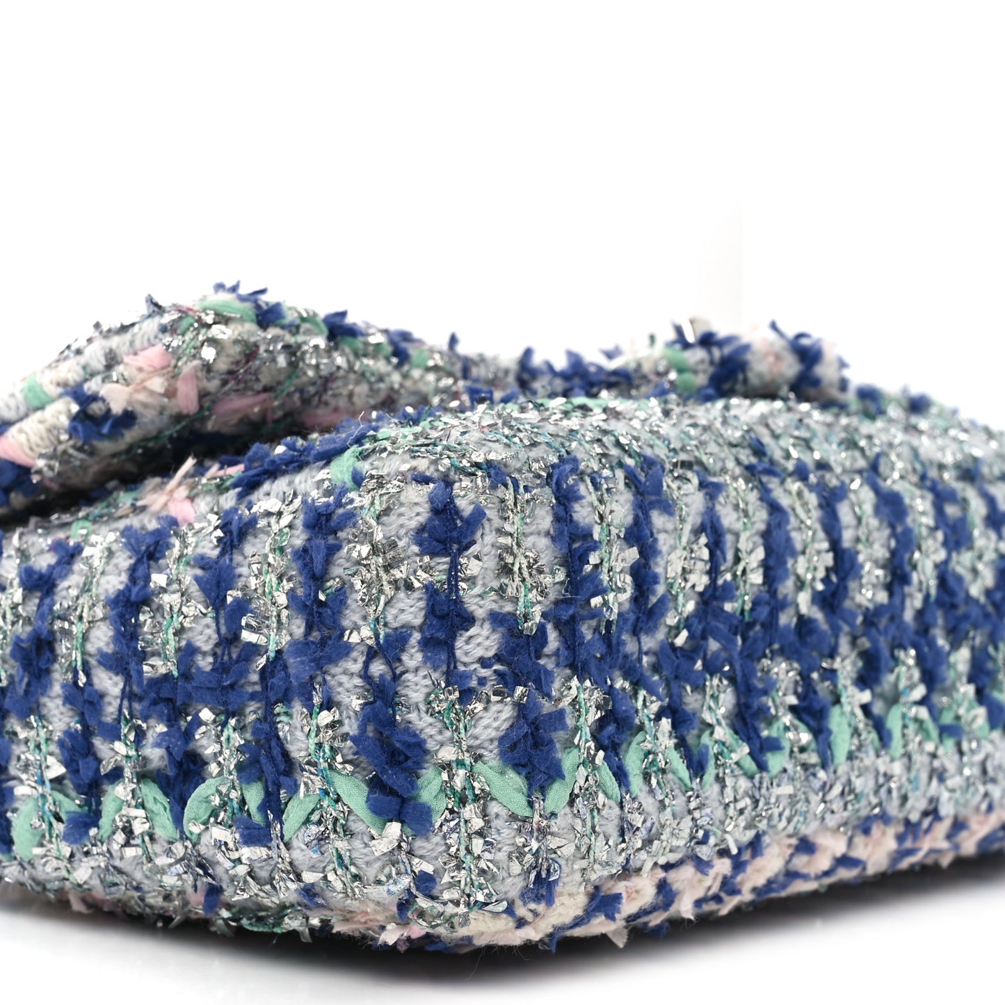 Glittered Tweed Quilted Medium Flap Blue Multicolor