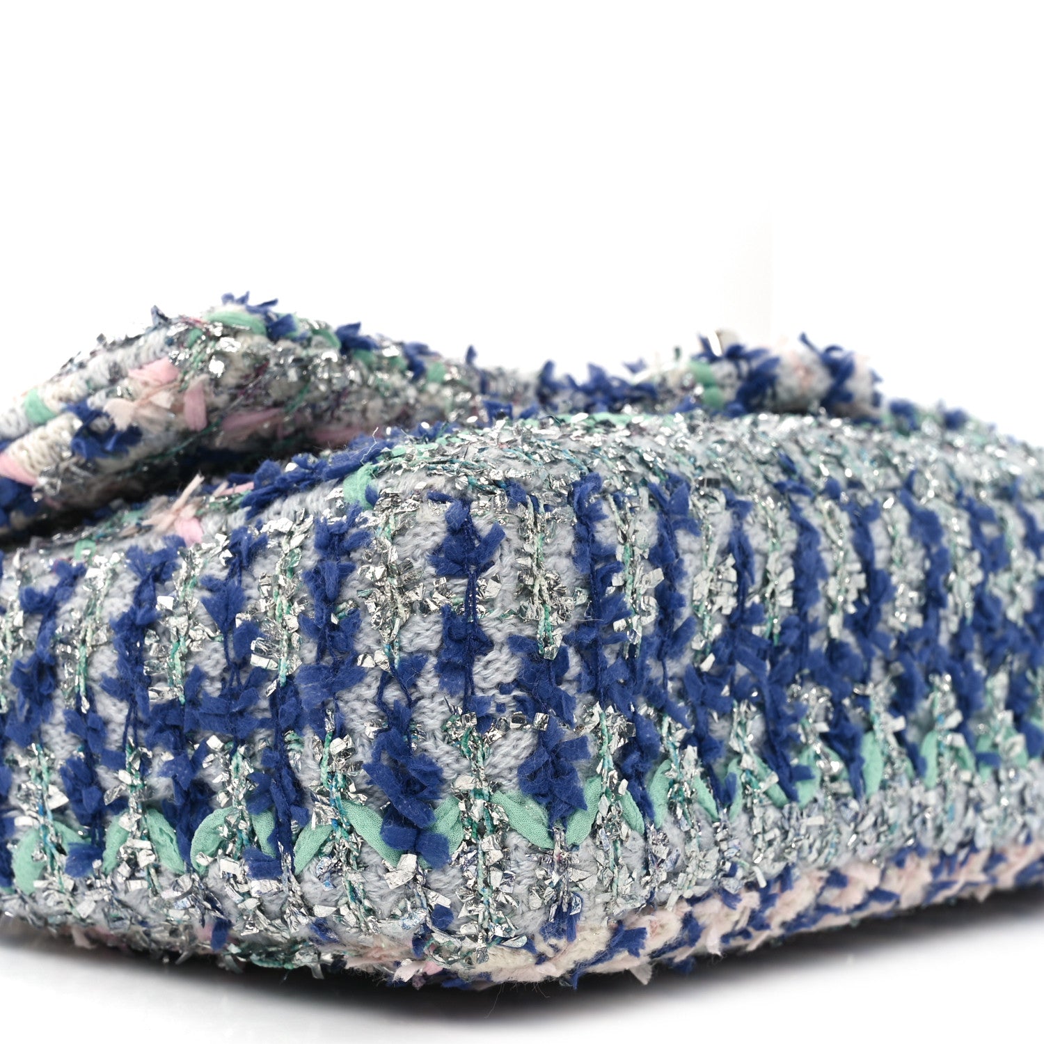 Chanel Glittered Tweed Quilted Medium Flap Blue Multicolor 9 of 11