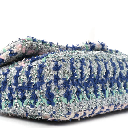 Chanel Glittered Tweed Quilted Medium Flap Blue Multicolor 9 of 11