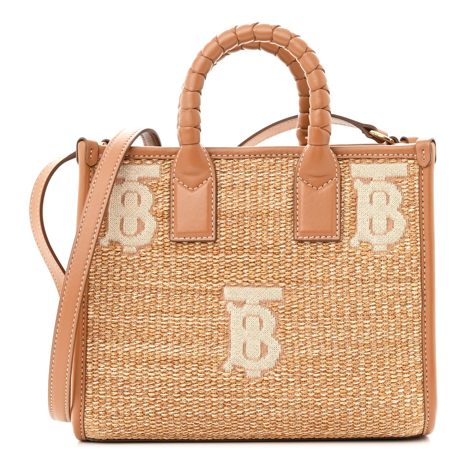 Burberry Raffia Calfskin Mini Freya Tote Natural 1 of 11