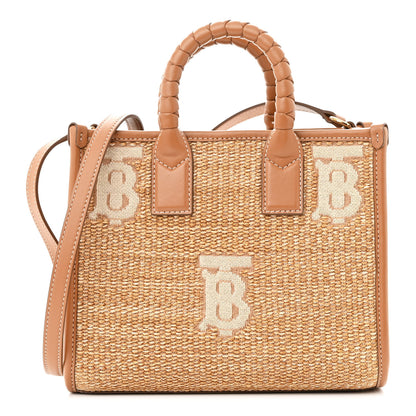 Burberry Raffia Calfskin Mini Freya Tote Natural 1 of 11