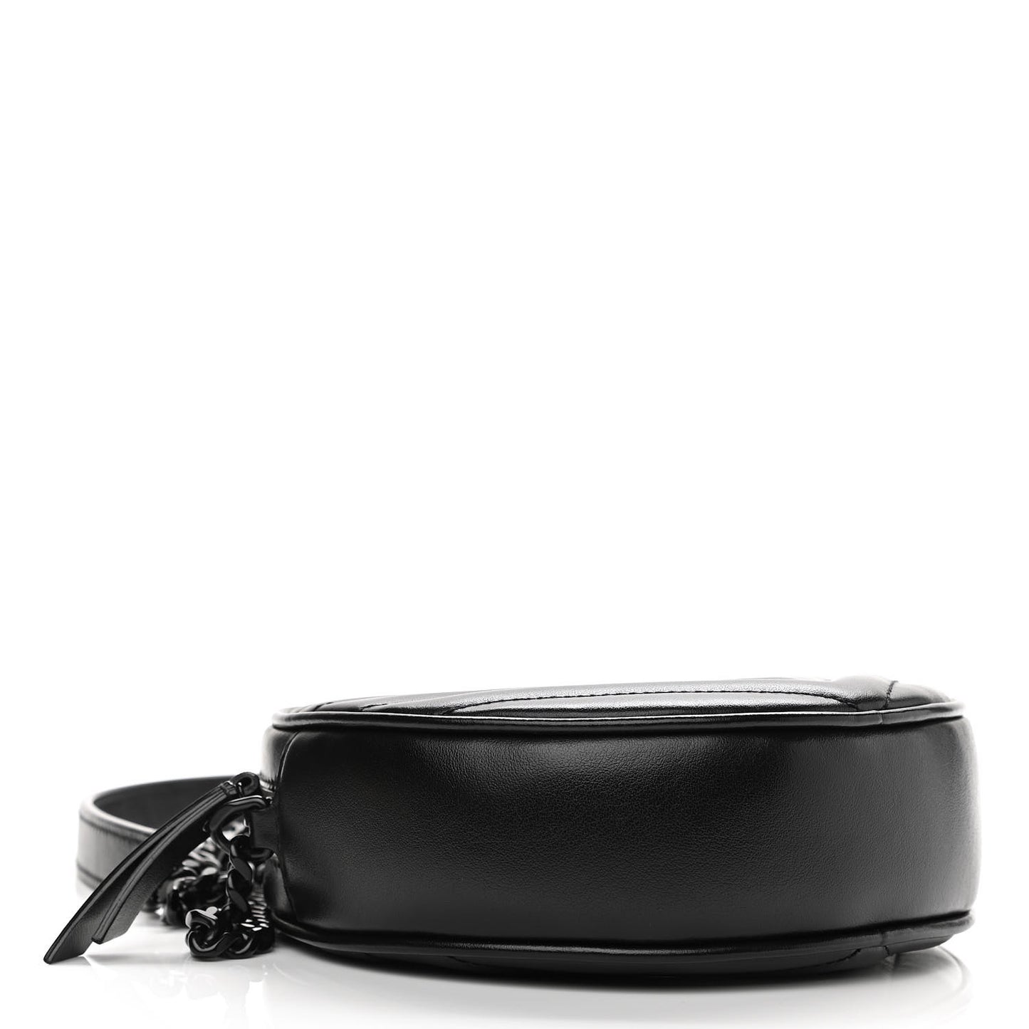 Calfskin Matelasse Chevron Round Vinyle Camera Bag Black