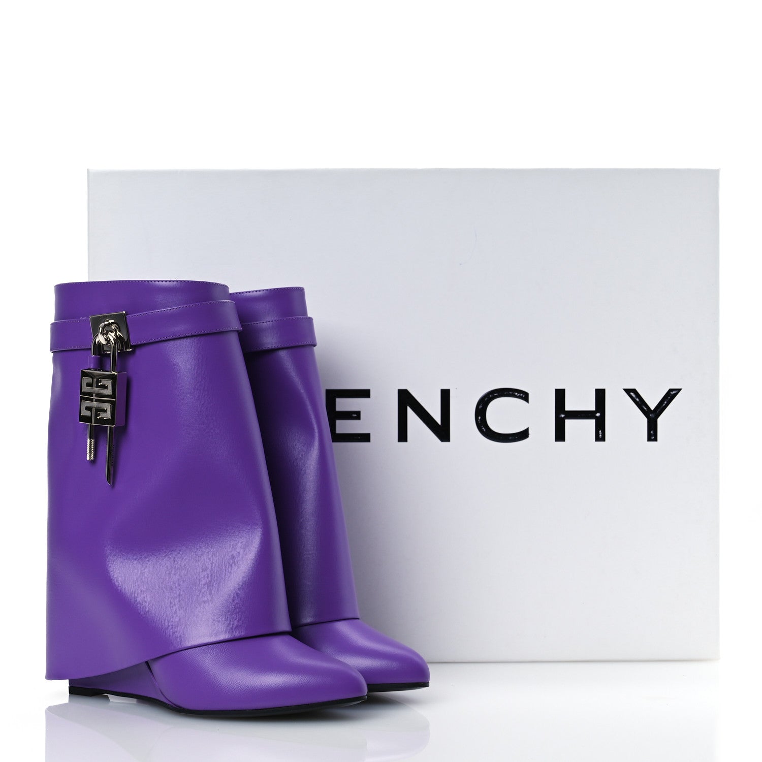 Givenchy Calfskin Shark Lock Ankle Boots 39.5 Ultraviolet 13 of 13