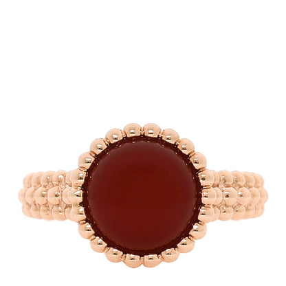 Van Cleef & Arpels 18K Rose Gold Carnelian Perlee Couleurs Ring 56 7.5 1 of 5