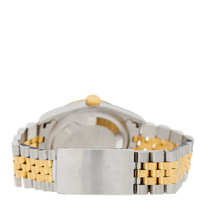 Rolex Stainless Steel 18K Yellow Gold Diamond 36mm Oyster Perpetual Datejust Watch Blue 16233 3 of 4