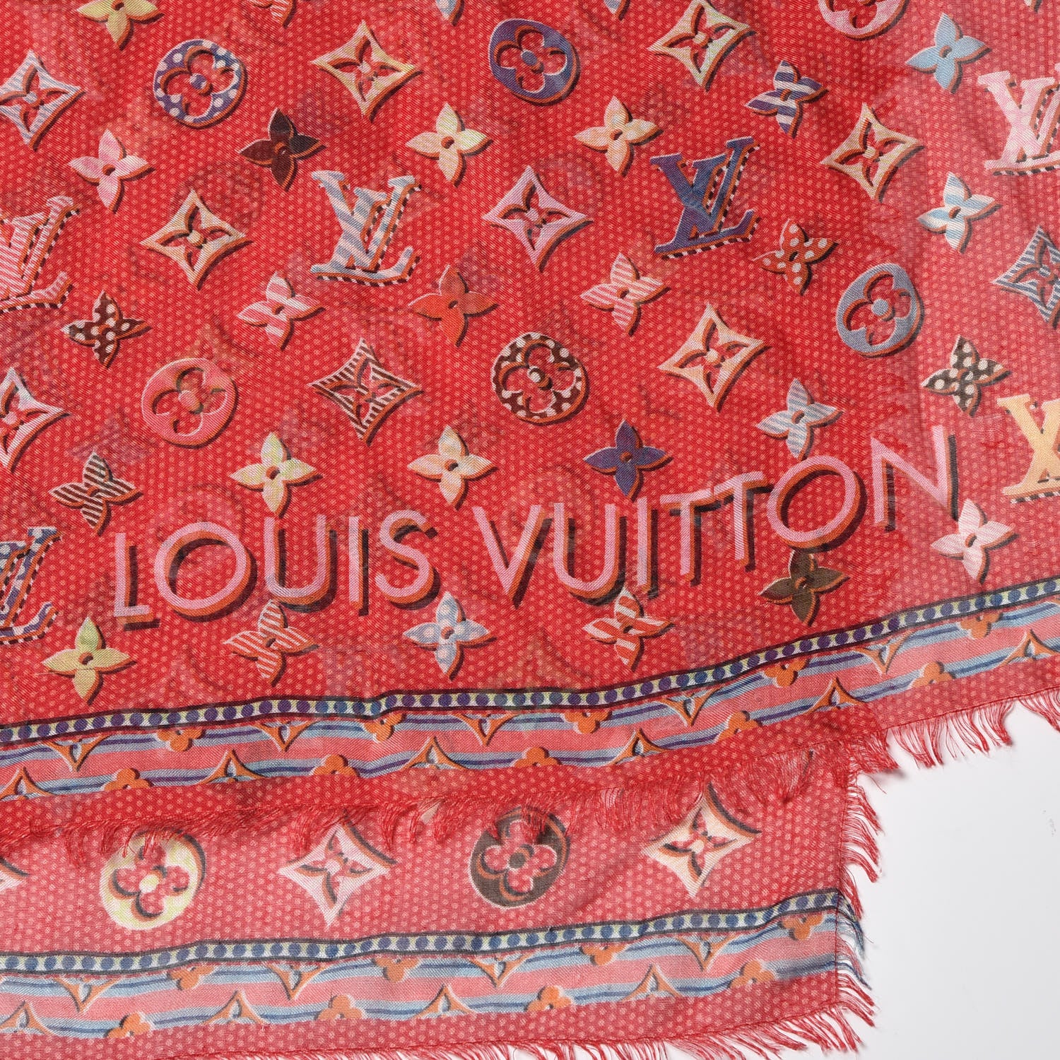 Louis Vuitton Silk Pop Monogram Stole Flamingo 4 of 5