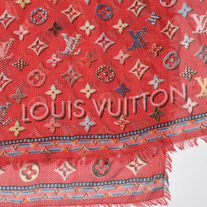 Louis Vuitton Silk Pop Monogram Stole Flamingo 4 of 5