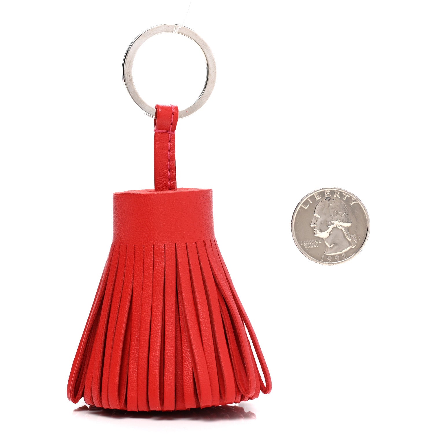 Hermes Lambskin Carmen Tassel Key Holder Rouge Indienne 2 of 4
