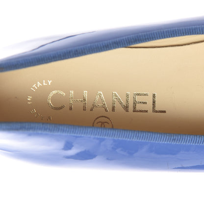 Chanel Patent Calfskin CC Cap Toe Ballerina Flats 36 Blue 8 of 10
