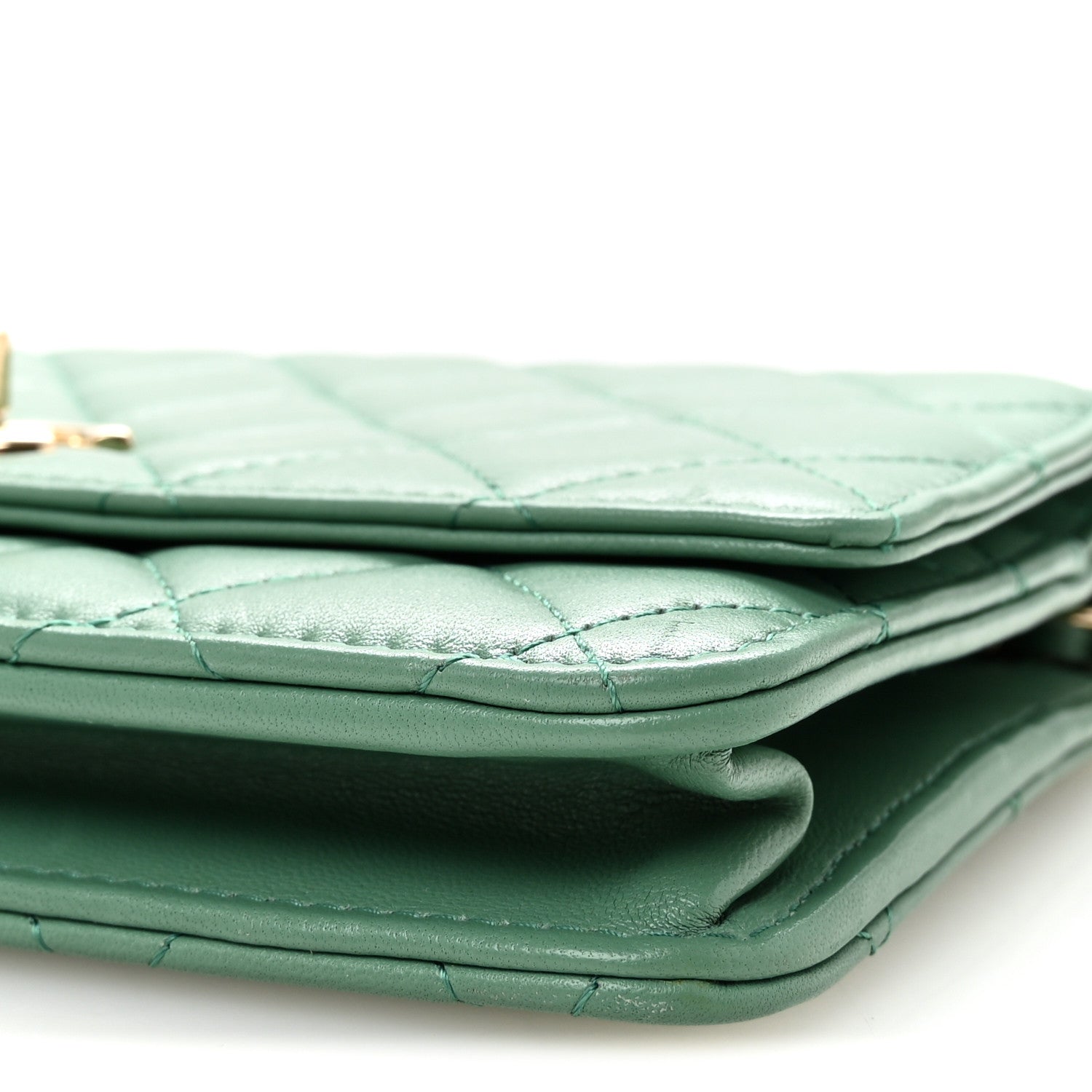 Chanel Lambskin Quilted Trendy CC Wallet On Chain WOC Green 11 of 11