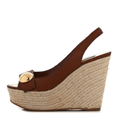 Louis Vuitton Grained Calfskin Santal Sandals 38.5 Cognac 1 of 8