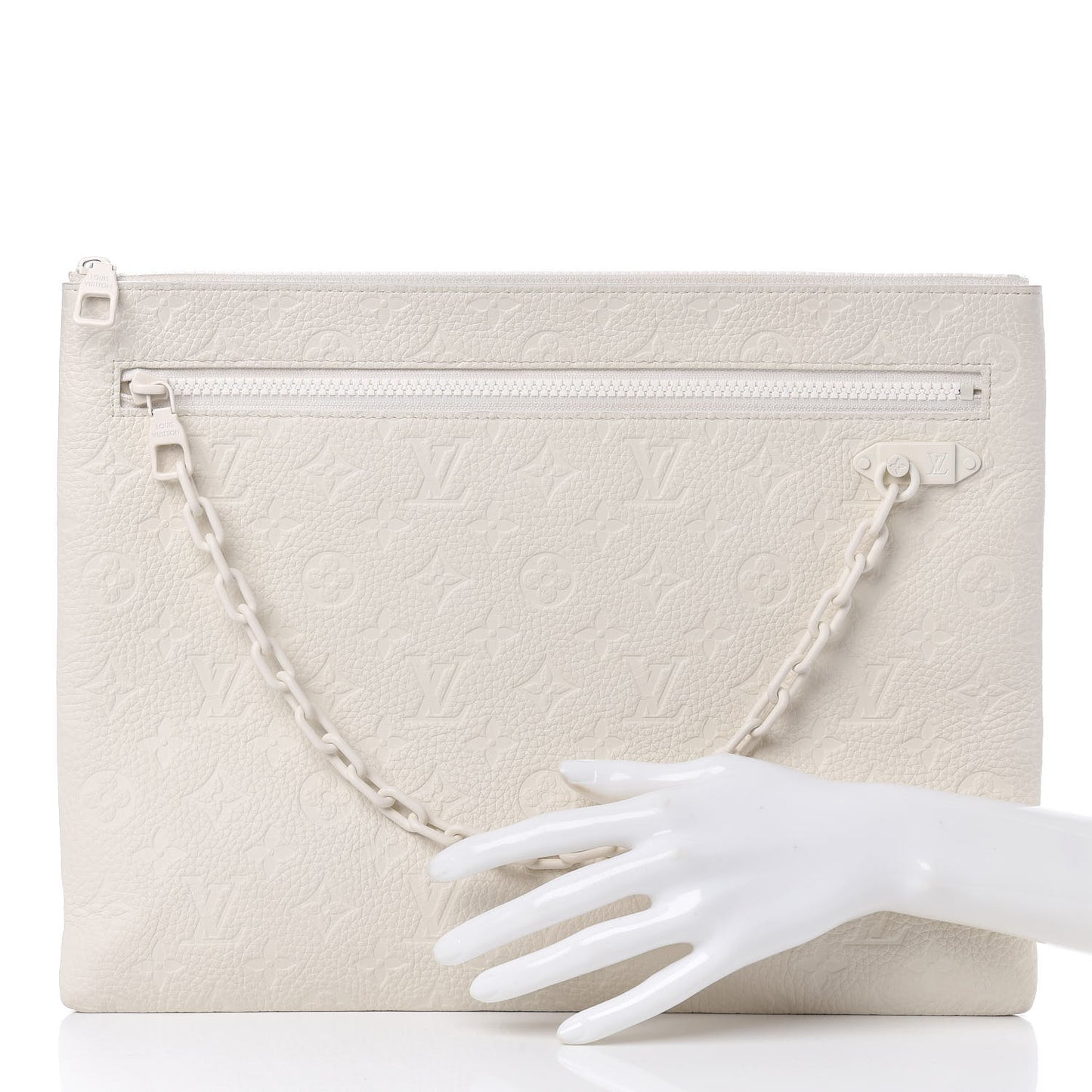 Taurillon Monogram Solar Ray A4 Pouch White