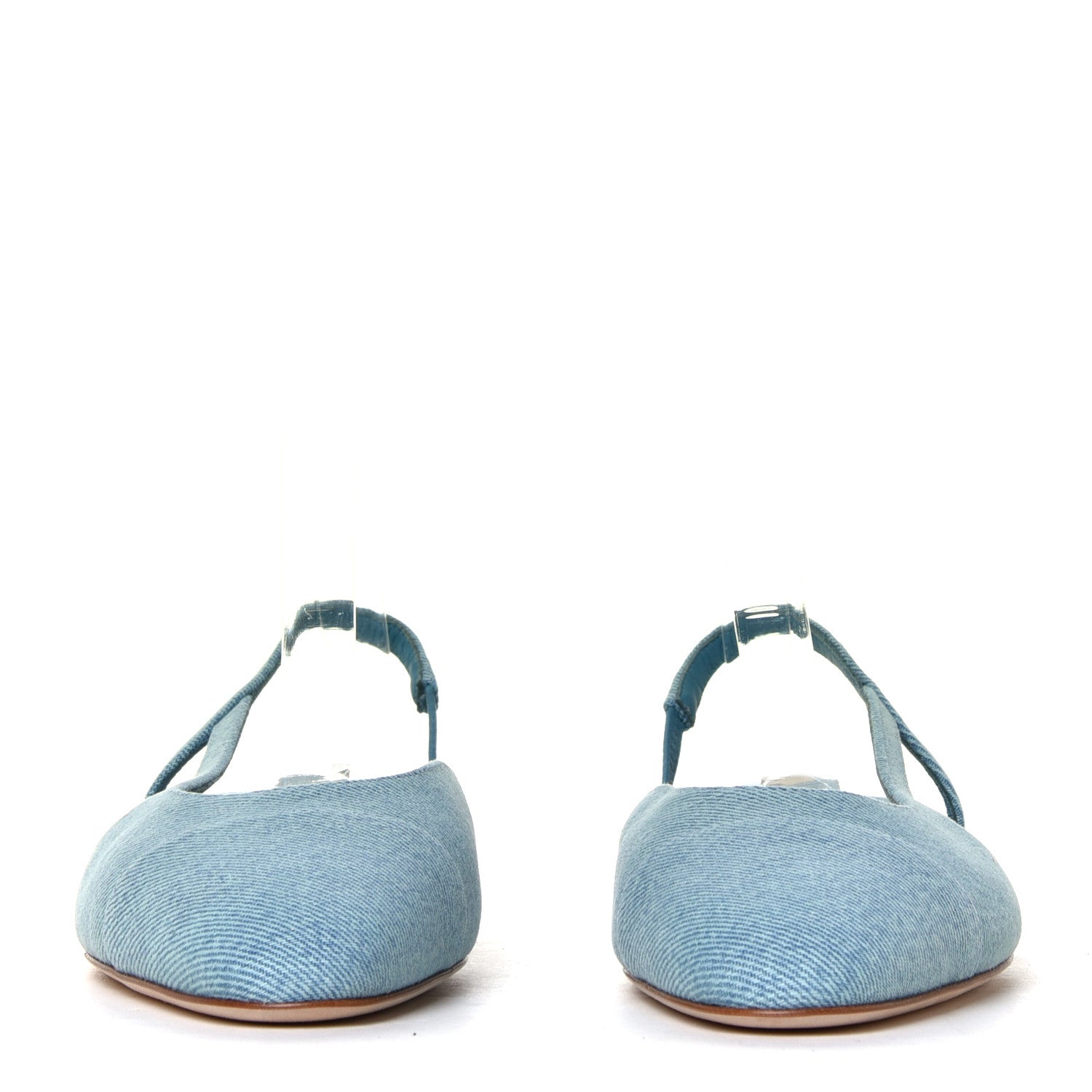 Chanel Denim Cap Toe CC Slingback Flats 38 Blue 3 of 12